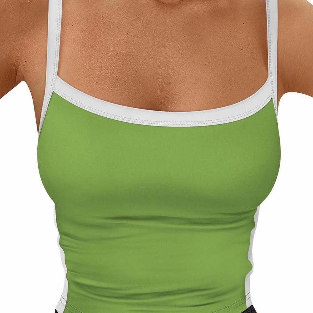 Green and White Tank Top